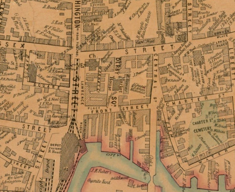 Front Street section of 1851 Salem map.png